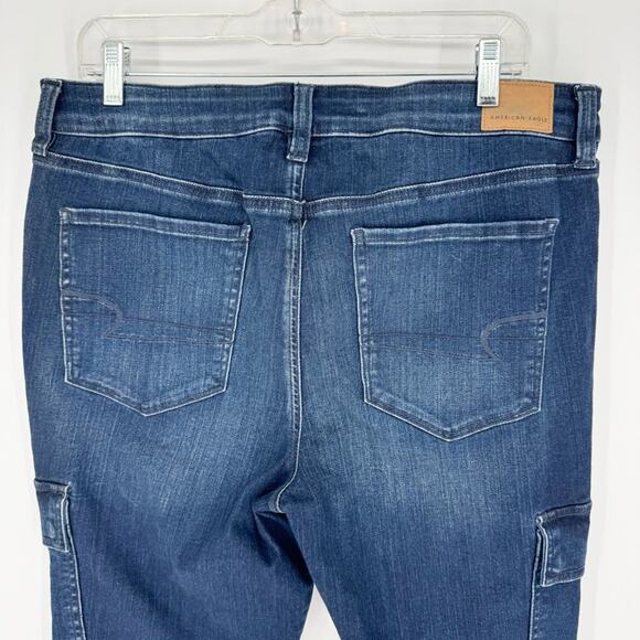 NWT AE American Eagle Hi-Rise Jegging Cargo Skinny Jeans Dark Wash Size 18 Short - Picture 11 of 15